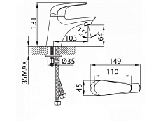 Смеситель для раковины Milardo Baffin BA16209C MI