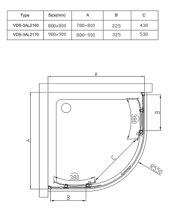 Душевой уголок Vincea Alpha VSQ-3AL800MT 80x80 хром, текстурное