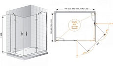 Душевой уголок Cezares BERGAMO-W-AH-2-120/100-C-Cr-R 120x100 прозрачный, R