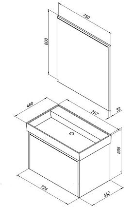 Мебель для ванной Aquanet Nova Lite 75 см, 1 ящик