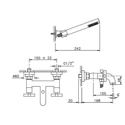 Смеситель для ванны Nicolazzi M.Croce 2202CR27