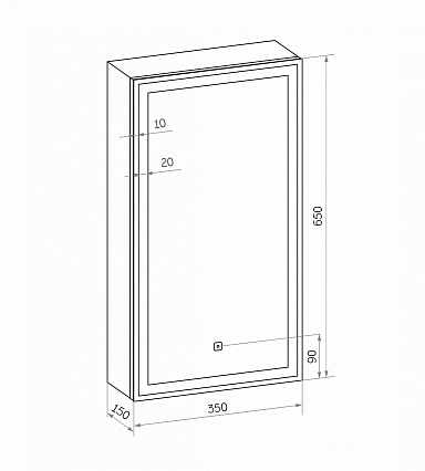 Зеркальный шкаф Art&Max Techno 35x65 AM-Tec-350-650-1D-L-DS-F-Nero с подсветкой, черный матовый