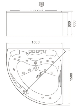 Акриловая ванна Orans BT6012X 150x150 с г/м