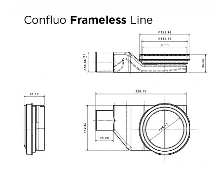 Душевой лоток Pestan Confluo Frameless Line 450 черное стекло/матовый хром