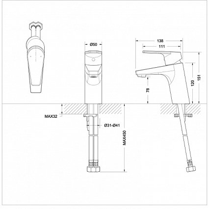 Смеситель для раковины Bravat Line F15299C-1