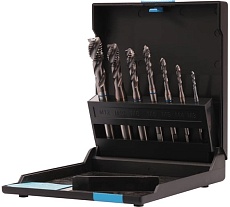 Набор метчиков машинных VOLKEL спиральных M3-M12 HSSE-TiCN DIN371/376 (C/2-3P, R39) 7пр V47869
