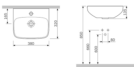 Раковина Am.Pm Inspire 38 см C504811WH