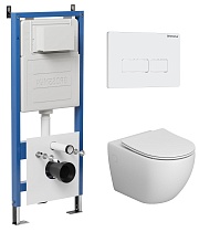 Подвесной унитаз Grossman с инсталляцией 900.K31.01.000+клавиша белая глянцевая 700.K31.03.000.000+унитаз GR-4411S