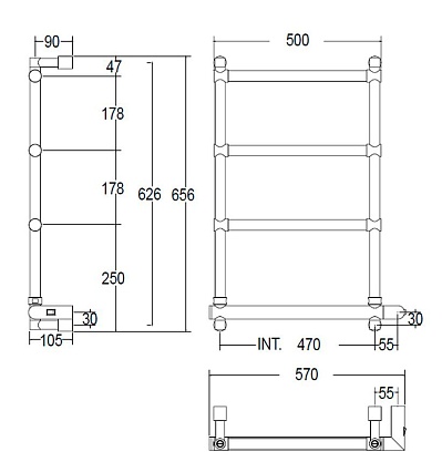 Полотенцесушитель электрический Margaroli Sole 542 хром 5424704CRNB