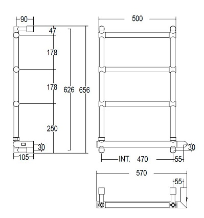 Полотенцесушитель электрический Margaroli Sole 542 хром 5424704CRNB