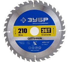 Диск пильный по дереву Оптима (210x30 мм; 36T) Зубр 36903-210-30-36_z01