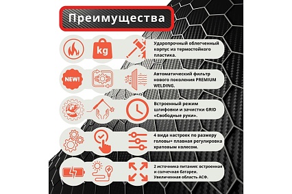Маска сварочная хамелеон с автоматически затемняющимся светофильтром Элемент Fitsiz Company FSC-1.04.312.5