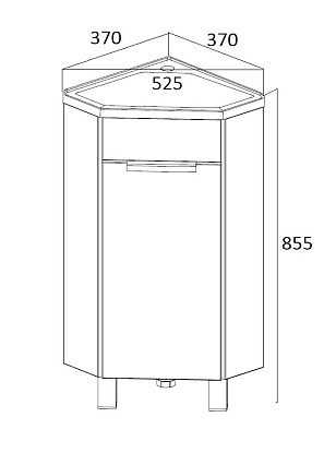 Тумба с раковиной 1MarKa Penta 37 см угловая, белый