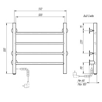 Полотенцесушитель электрический Domoterm Классик DMT 109-4 50x50 EK ТЭН слева, хром