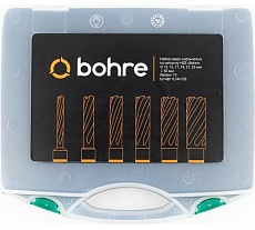Набор сверл корончатых по металлу HSS Bohre 13,15,17,19,21,23 мм х55, Weldon 19, штифт 6,34х103 КБ003624