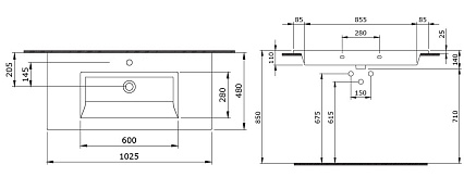 Раковина Bocchi Milano 1105-004-0126 102 см матовый черный