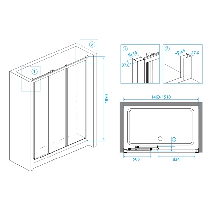 Душевая дверь RGW Classic CL-11 150x185 раздвижная, прозрачное