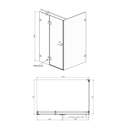 Душевой уголок Ambassador Abner 120x80 10011103L прозрачный, хром, L