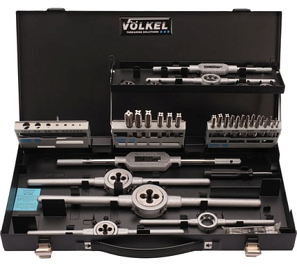Набор метчиков и плашек VOLKEL M3-M12 HSS-G 37 предметов V49107