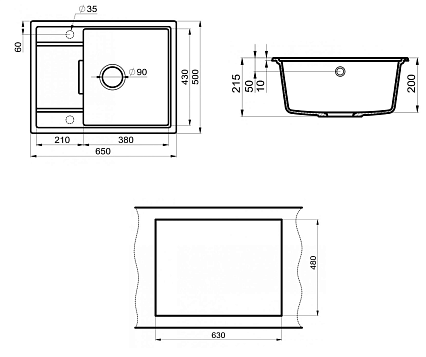 Кухонная мойка Point Стил PN3009W 65 см белый