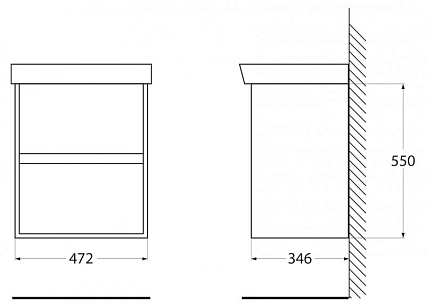 Тумба с раковиной BelBagno Neon 50 см, 2 ящика, Pino Bianco