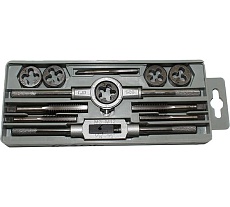 Комплект резьбонарезного инструмента: вороток и плашкодержатель CNIC и по 5 метчиков и плашек 1/4&quot;-1/2&quot; в пл.фут.12 поз.SP012-2 65506