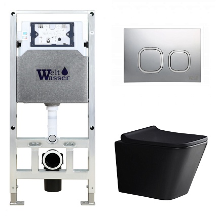 Комплект Weltwasser 10000010529 унитаз Gelbach 041 MT-BL + инсталляция + кнопка Amberg RD-CR