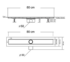 Душевой лоток Vincea Say Optima-S SAY.603.80.S.U 80 см, хром