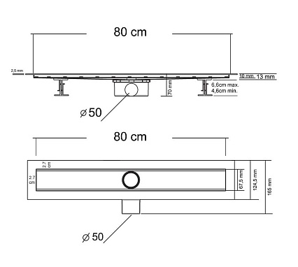 Душевой лоток Vincea Say Optima-S SAY.603.80.S.U 80 см, хром