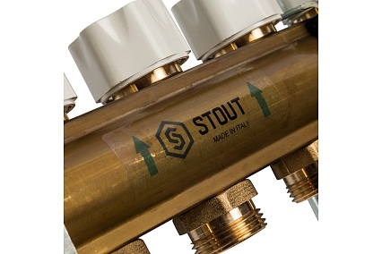 Распределительный коллектор из латуни без расходомеров 5 вых. STOUT SMB 0468 000005