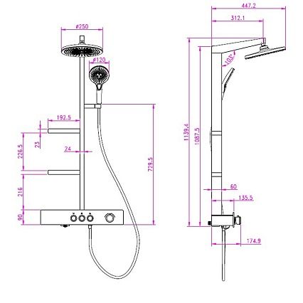 Душевая стойка AQUAme AQM8005 с термостатом