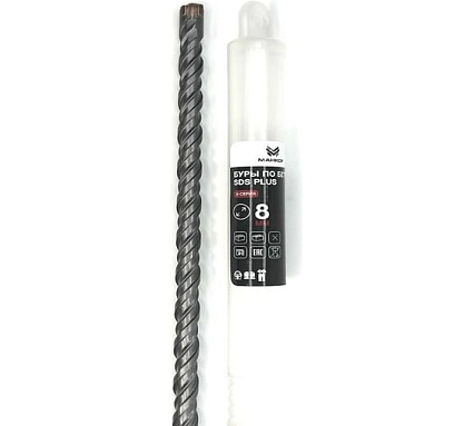 Бур по бетону МАНКОР 8x260 мм, SDS-plus, Х-тип 8.260.4P
