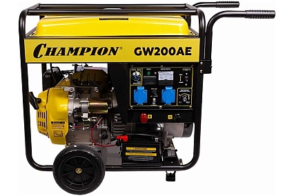 Бензиновый сварочный генератор Champion 4.5/5 Квт 200А 100кг эл.старт колеса GW200AE