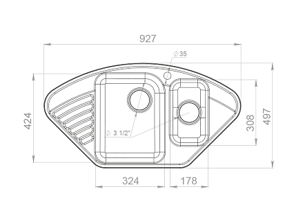 Кухонная мойка GranFest Quarz GF-Z14 93 см серый