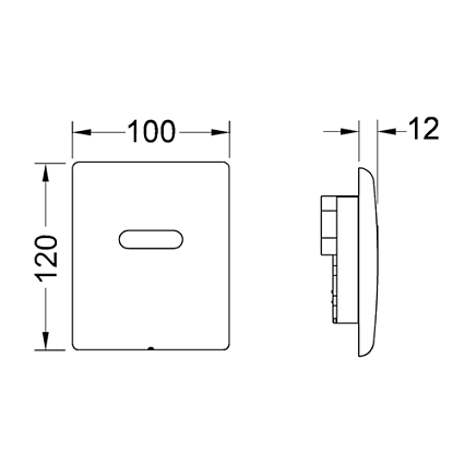 Кнопка смыва для писсуара TECE Planus 9242354 с ИК-датчиком (питание от батарейки 6В), металл, белый матовый