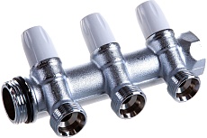 Коллектор Tiemme НВ, 1&quot;, 3х3/4&quot;EK, Н 50 мм, хромированный, с вентилями 1860013