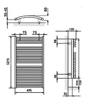 Полотенцесушитель электрический Zehnder Janda JAE-120-050/DD NCS-S-1030-R80B