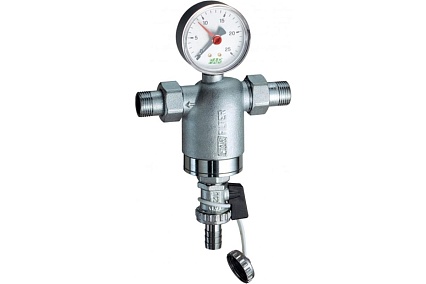 Фильтр FAR 1/2" НР-НР, с манометром, 100 мкм, Max: 95 C, 25 бар (+ EPDM прокладка FD 8722 12 — 2 шт.) FA 3944 1210087