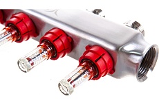 Коллекторный блок с расходомерами PRO AQUA 4 выхода, 280 мм, 1 x 3/4 V500MB.04b