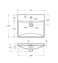 Раковина BelBagno 50 см BB-8076-3-50