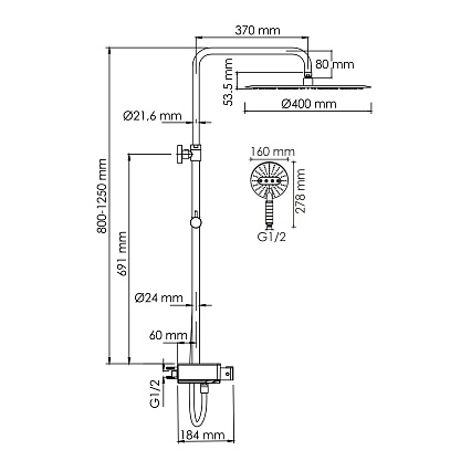 Душевая стойка WasserKRAFT A113.117.059.CH Thermo с термостатом, хром