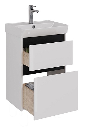 Мебель для ванной Lemark Combi 50 см белый глянец/черный