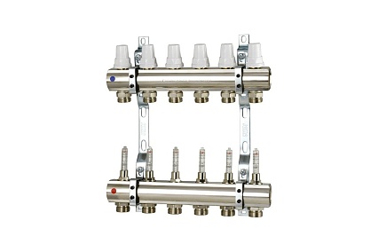 Коллектор с расходомерами ICMA S.P.A. 1" х 3/4"(евроконус) - 4 выхода K013/87K013PJ06