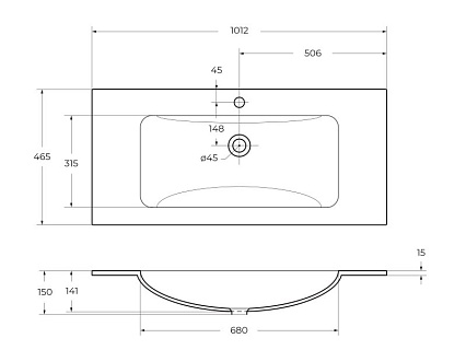 Раковина BelBagno BB1010/465-LV-VTR-BL 101 см Bianco Lucido