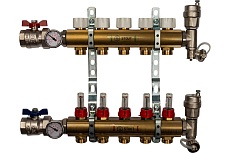 Распределительный коллектор из латуни с расходомерами 5 вых. STOUT SMB 0473 000005