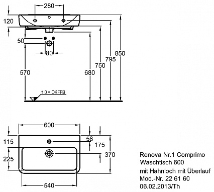 Раковина Geberit Renova Compact 226160000 60 см