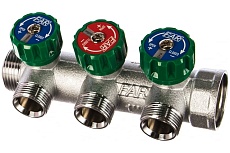 Регулирующий коллектор FAR 1" (ВР-НР) с 3 отв. 3/4" НР (заглушка для коллектора FK 4150 1 в комплекте) FK 3822 13441