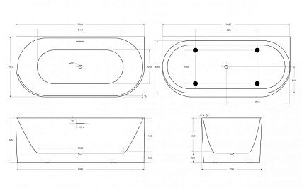 Акриловая ванна BelBagno BB412-1700-800 170x80 белый