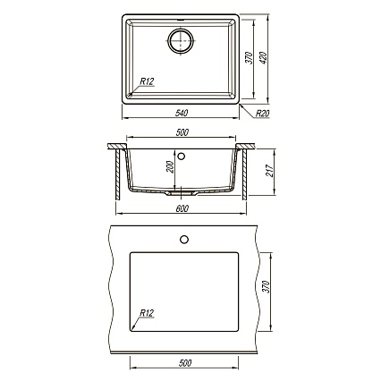 Кухонная мойка Lemark Sinara 540-U 54 см шампань, 9910078