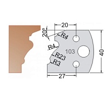 Нож мультисистема HSS профиль карниз с радиусами R23 40x20x4 мм Dimar 3310340
